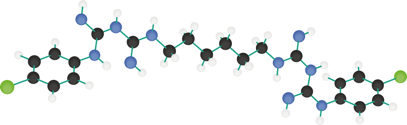 Linea Clorexidina - Chlorhexidine Molecule Clipart (1353x415), Png Download
