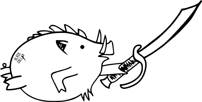 Black Collar Arms Pork Sword Actual - Cartoon Clipart (770x513), Png Download