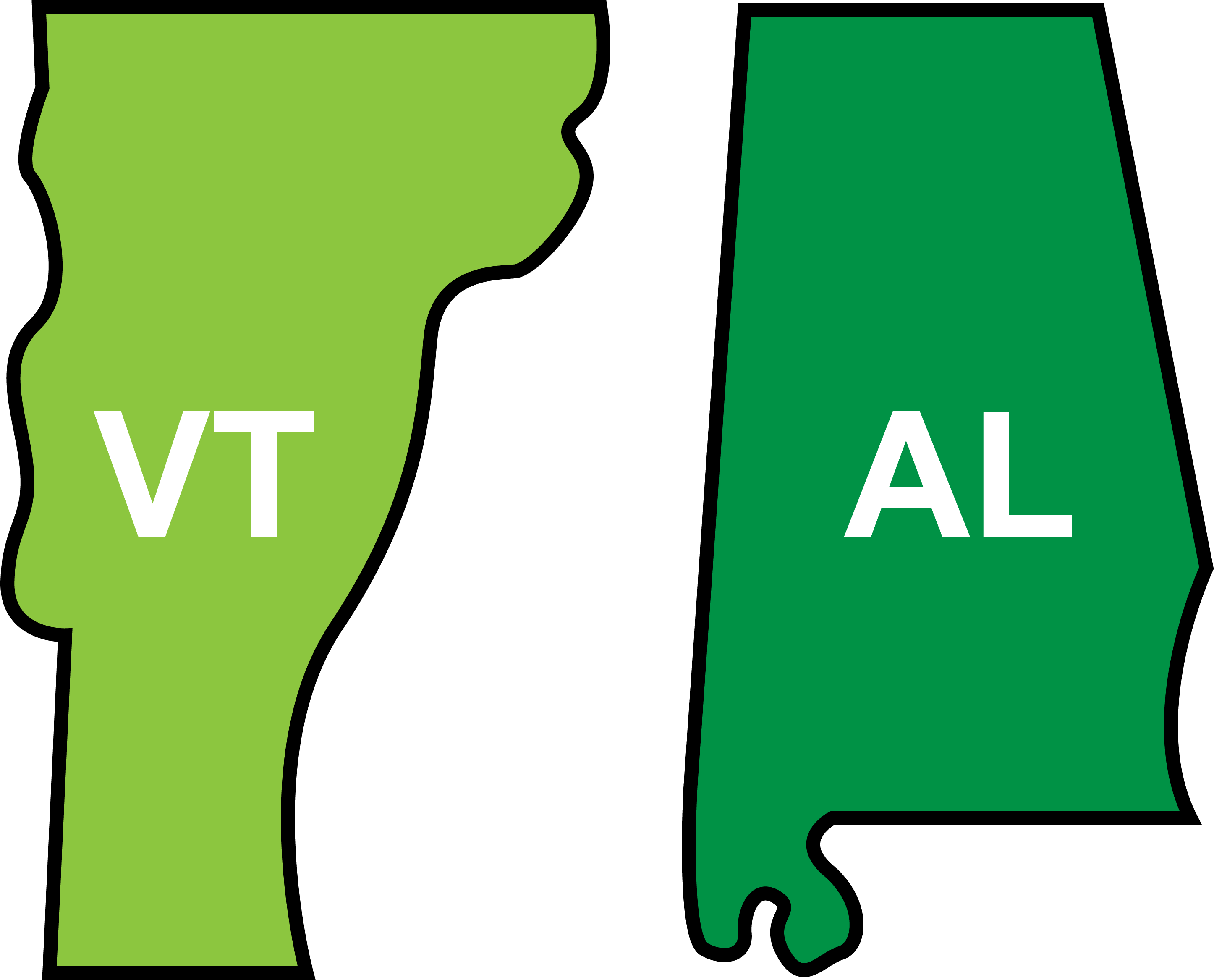 Outline Of Vermont And Alabama Clipart (2892x2334), Png Download