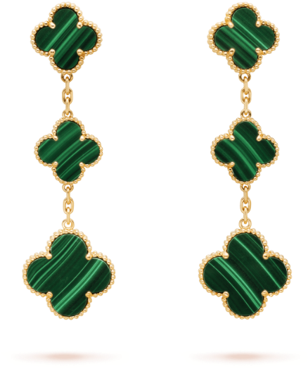Magic Alhambra Earrings, 3 Motifs - Van Cleef And Arpels Earrings Green Clipart (620x620), Png Download