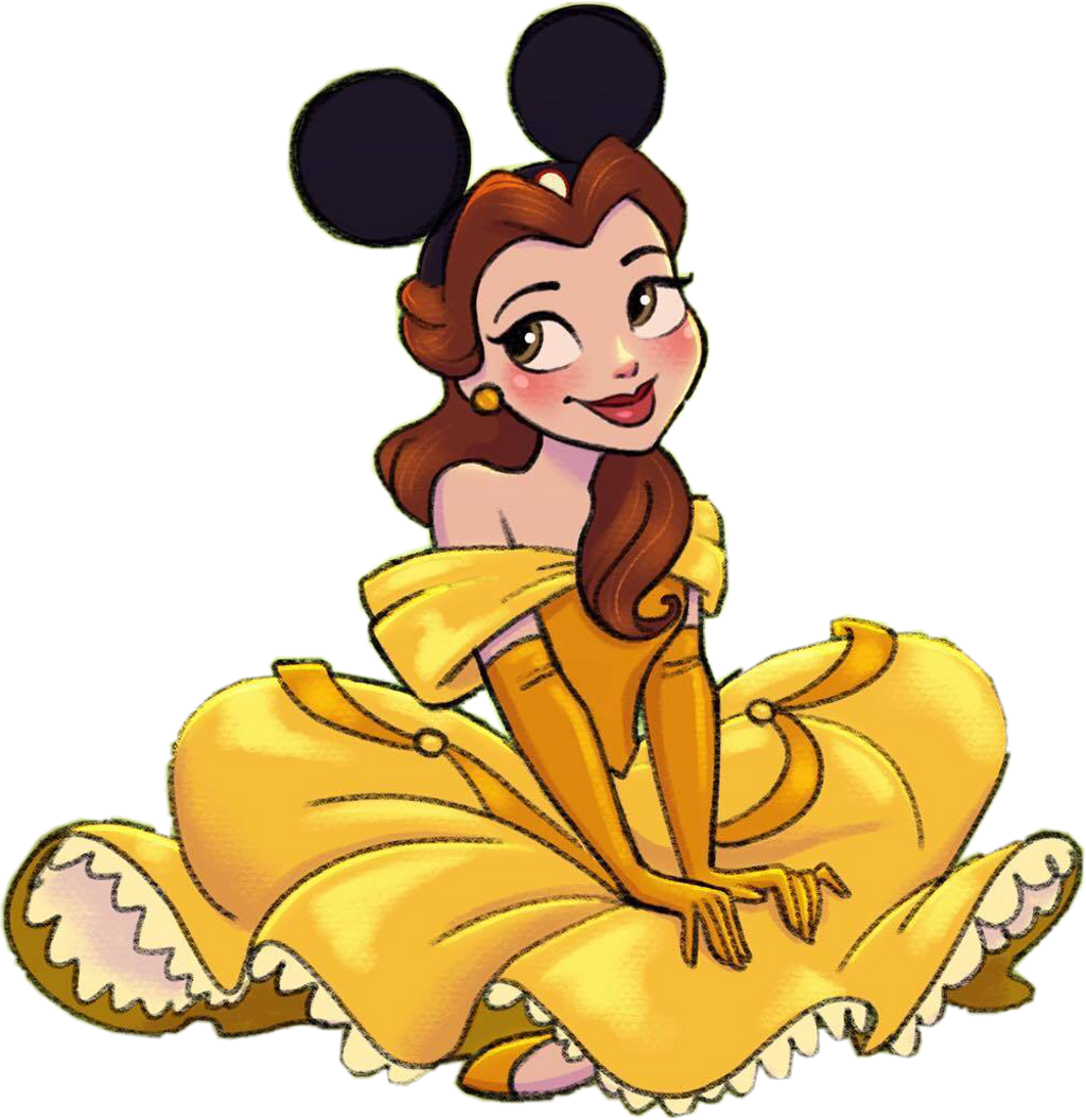 Disney Belle Mickeyears Cute Drawing ❤ Xxxfreetoedit Clipart (1024x1056), Png Download