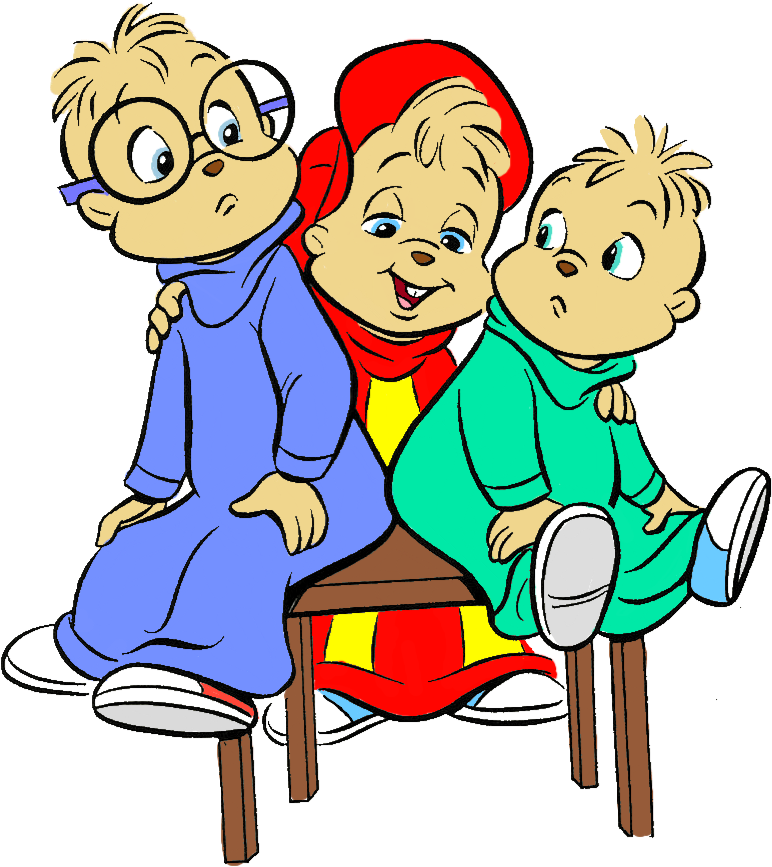 Alvins Frends Sitting On Bench I - Cartoon Clipart (825x969), Png Download