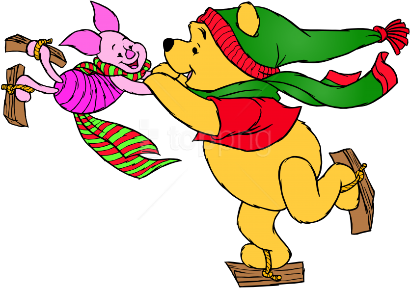 Free Png Download Winnie The Pooh And Piglet Skating - Winnie The Pooh Skating Clipart (850x598), Png Download