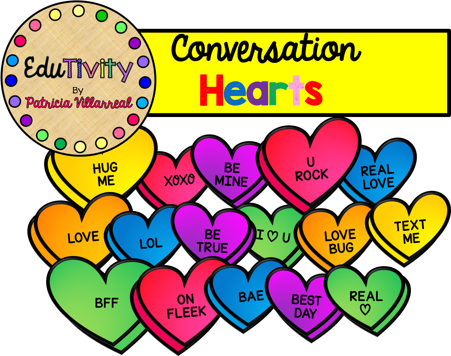 These Sassy Conversation Hearts Set Are Perfect For Clipart (1546x1233), Png Download