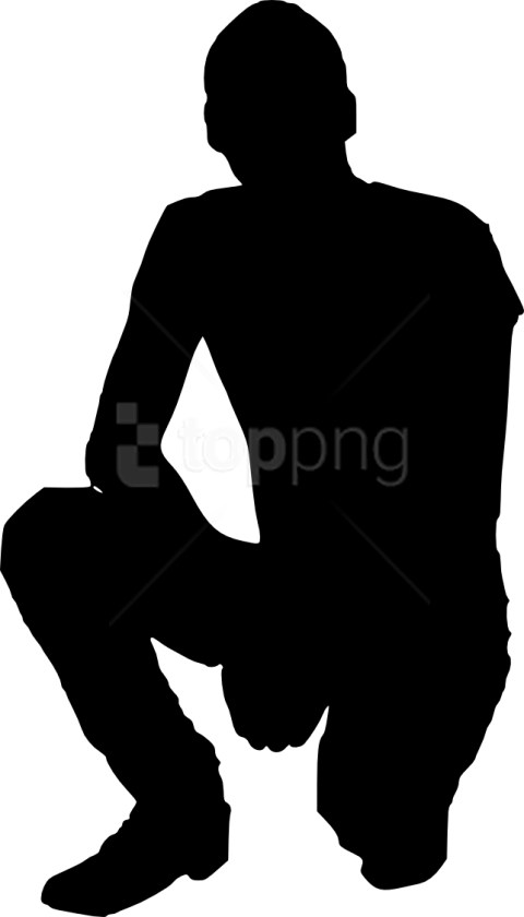 Free Png Man Silhouette Png - Man Silhouette Kneeling Clipart (480x840), Png Download