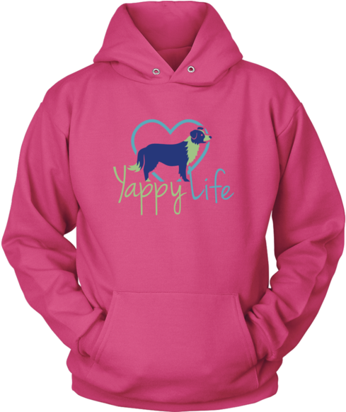 Yappy Life Border Collie Hoodie - Shirt Clipart (580x580), Png Download