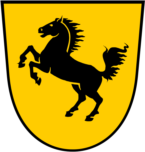 Coat Of Arms Of Stuttgart - Gold Horse Png Clipart (573x599), Png Download