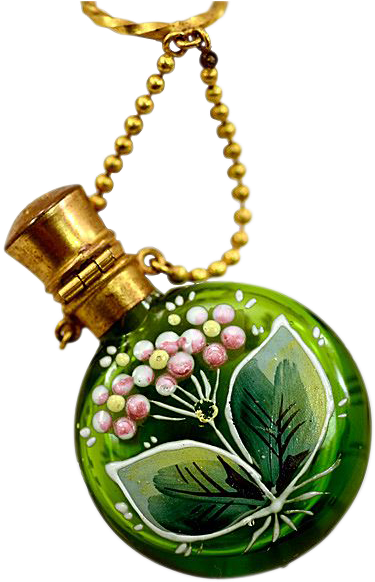 Pretty And Feminine Enameled Chatelaine Green Glass - Keychain Clipart (581x581), Png Download