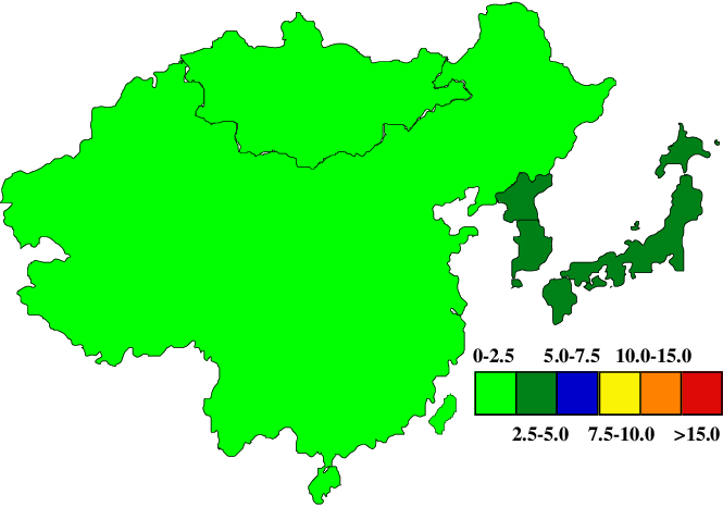 Male Oral Cancer Incidences/100,000 - Map Clipart (665x466), Png Download