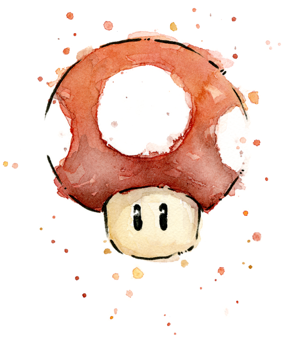 Bleed Area May Not Be Visible - Mario Watercolor Clipart (600x685), Png Download