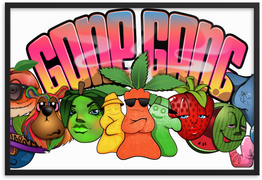 Framed Matte Gone Gang Art - Cartoon Clipart (1000x1000), Png Download