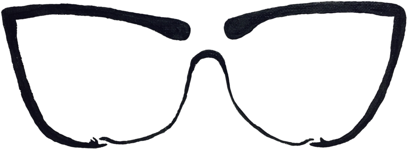 Glasses - Line Art Clipart (1000x447), Png Download