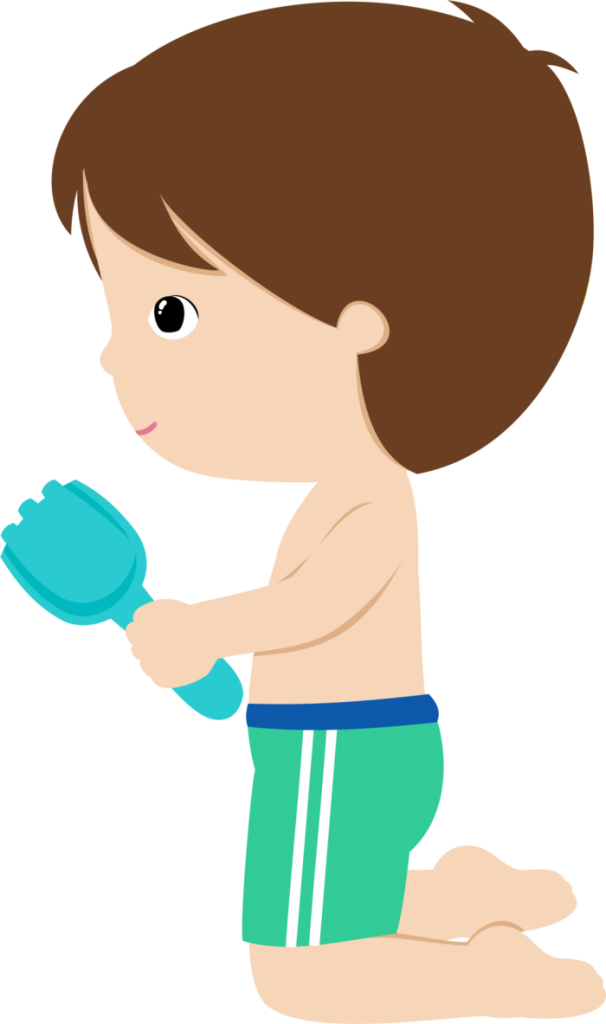 Menino Cute Png - Desenho Menino Praia Clipart (606x1024), Png Download