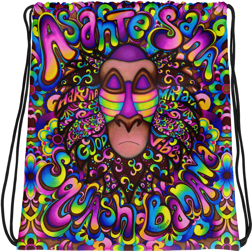 Graffiti Rafiki Drawstring Bag - Tapestry Clipart (1000x1000), Png Download