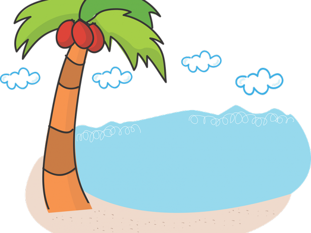 Shoreline Clipart Palm Tree Beach - Beach Clipart Transparent - Png Download (640x480), Png Download