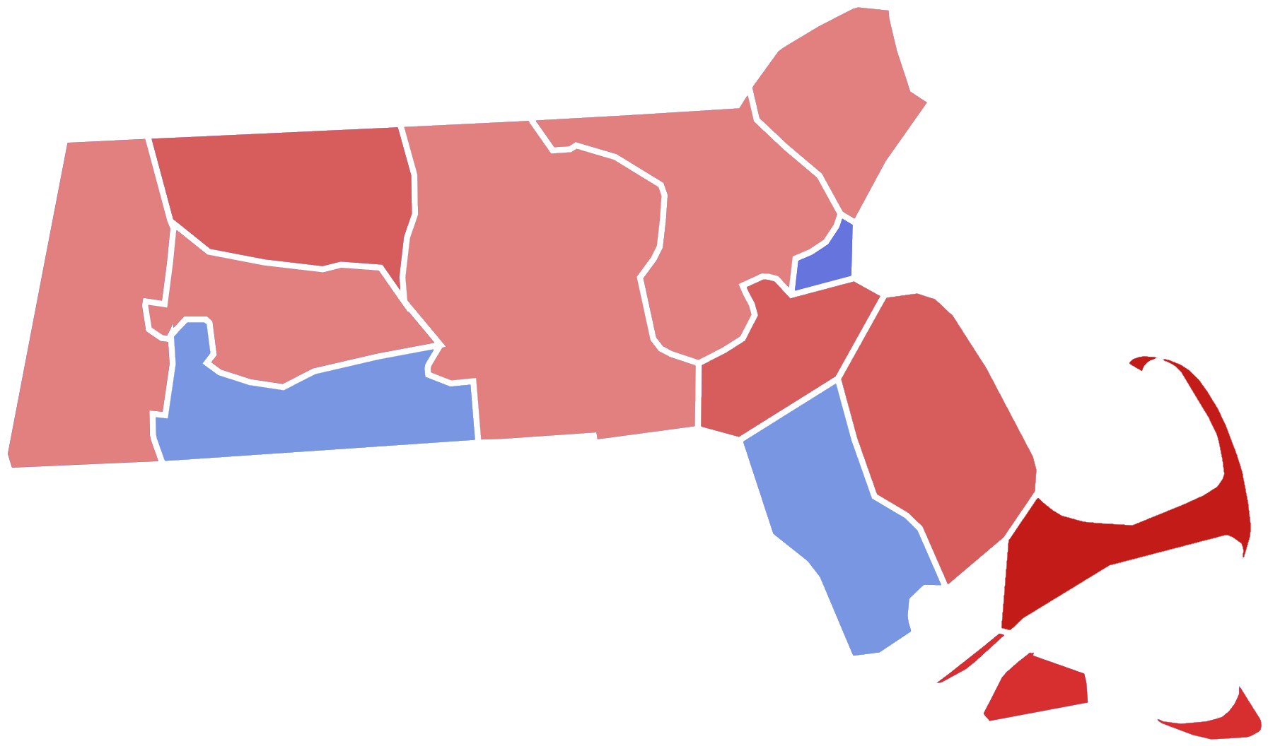 Massachusetts Senate Election Results By County, 1954 2018