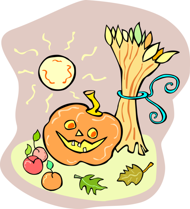 Vector Illustration Of Halloween Jack O' Lantern Carved Clipart (634x700), Png Download