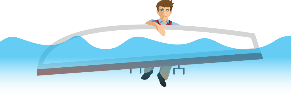 Boat Capsizing - Cartoon Clipart (1000x332), Png Download