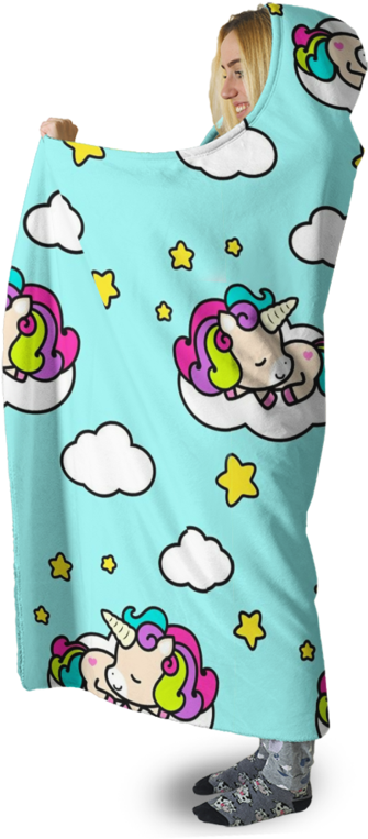 3d Unicorn Sleeping In The Cloud Full-print Hooded - Cartoon Clipart (800x800), Png Download