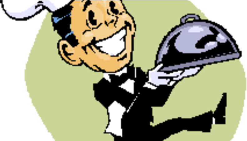 Waiter Cartoon Clipart (800x450), Png Download