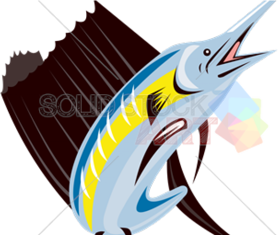 Swordfish Clipart Blue Marlin - Sailfish Jumping - Png Download (640x480), Png Download