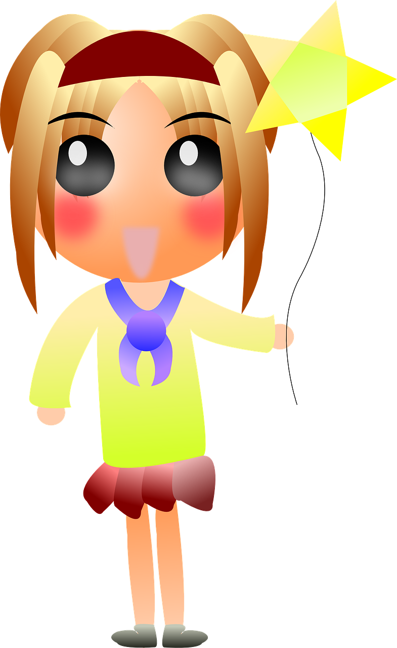 Anime Blonde Girl - Anime Niña Con Globos Clipart (785x1280), Png Download