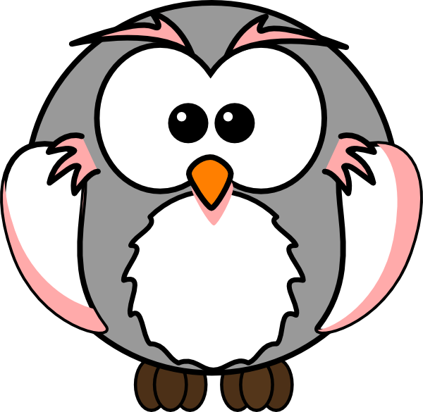 Grey Cartoon Owl Clipart (600x585), Png Download