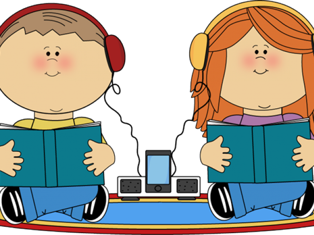 Stories Clipart Student - Listening To Books Cartoon - Png Download (640x480), Png Download