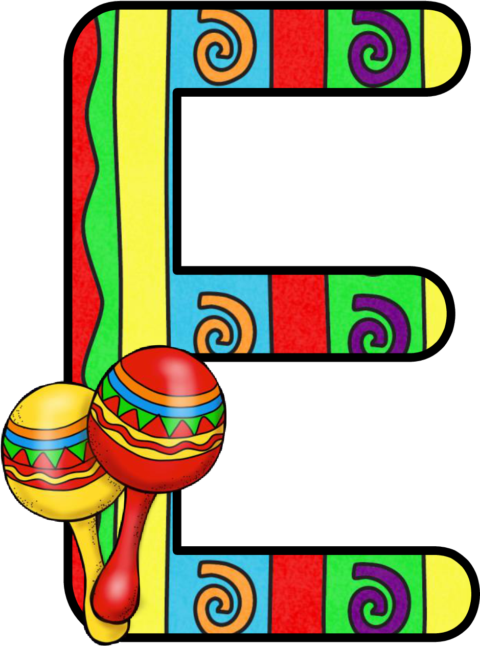Ch B *✿* Alfabeto May 5 Th De Kid Sparkz Https - Mexican Fiesta Party Decorated Letters Cinco Clipart (1049x1352), Png Download