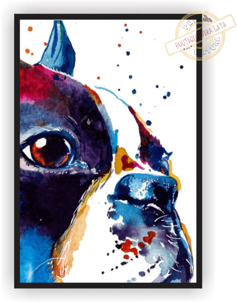 Pôster "bulldog Color" - Boston Terrier Painting Arts Clipart (640x640), Png Download
