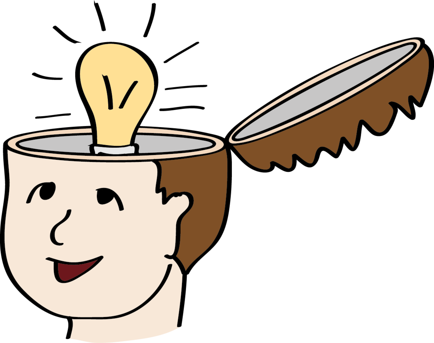 In Seinem Kopf Ist Eine Leuchtende Glühbirne Clipart (1400x1108), Png Download