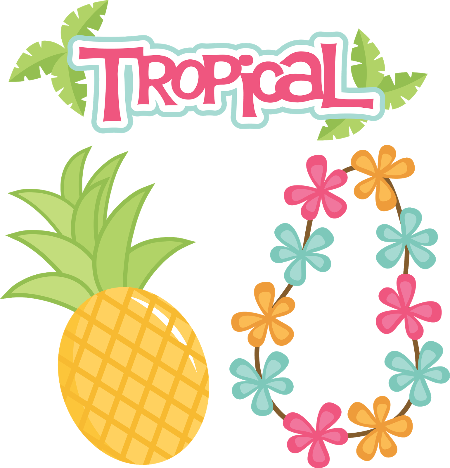 Tropical Summer Clip Art - Topo De Bolo Tropical Para Imprimir - Png Download (1540x1600), Png Download