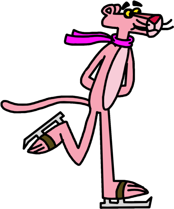 Pink Panther Doing Ice Skating By Marcospower - Panther On Ice Clipart (894x894), Png Download