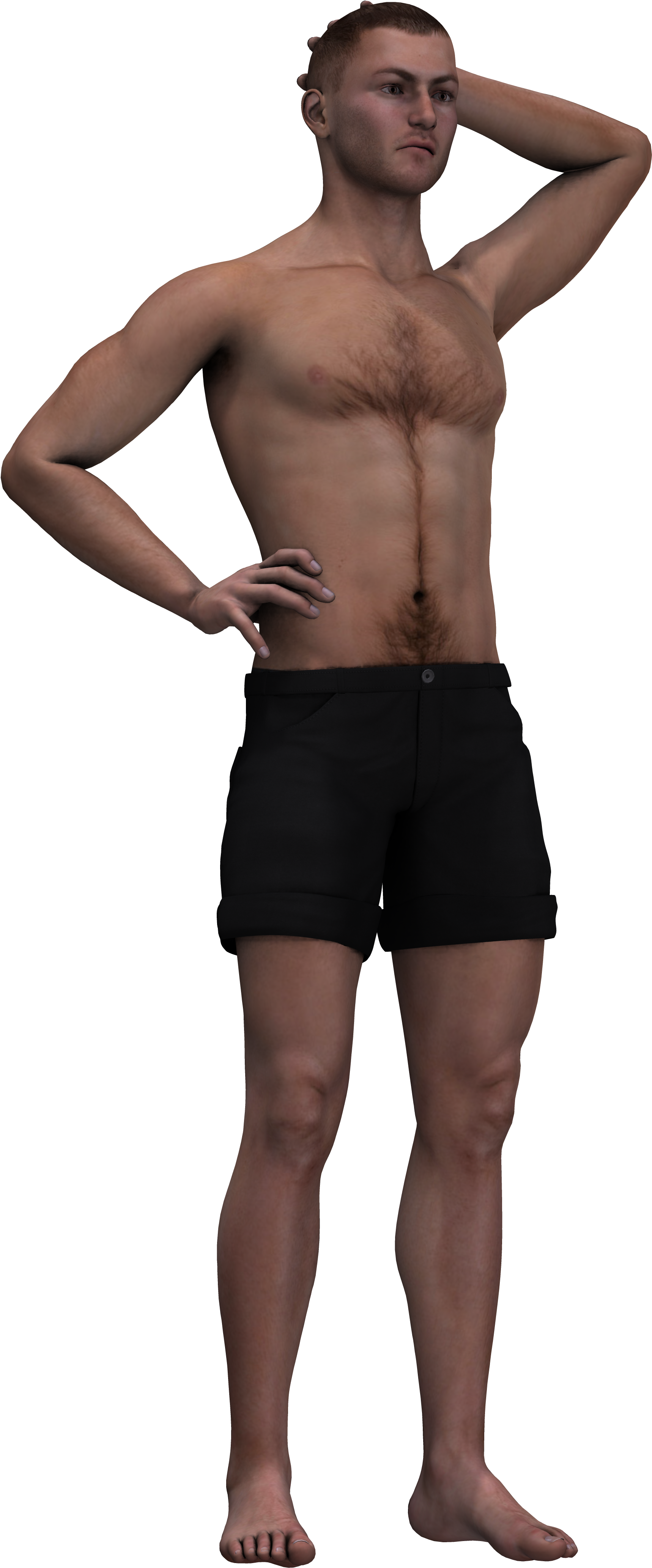 Man In Shorts And With A Naked Torso - Standing Clipart (6000x4500), Png Download