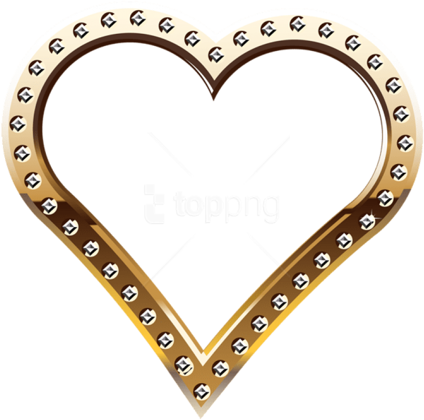 Free Png Download Heart Border Gold Clipart Png Photo - Gold Heart Border Png Transparent Png (850x841), Png Download