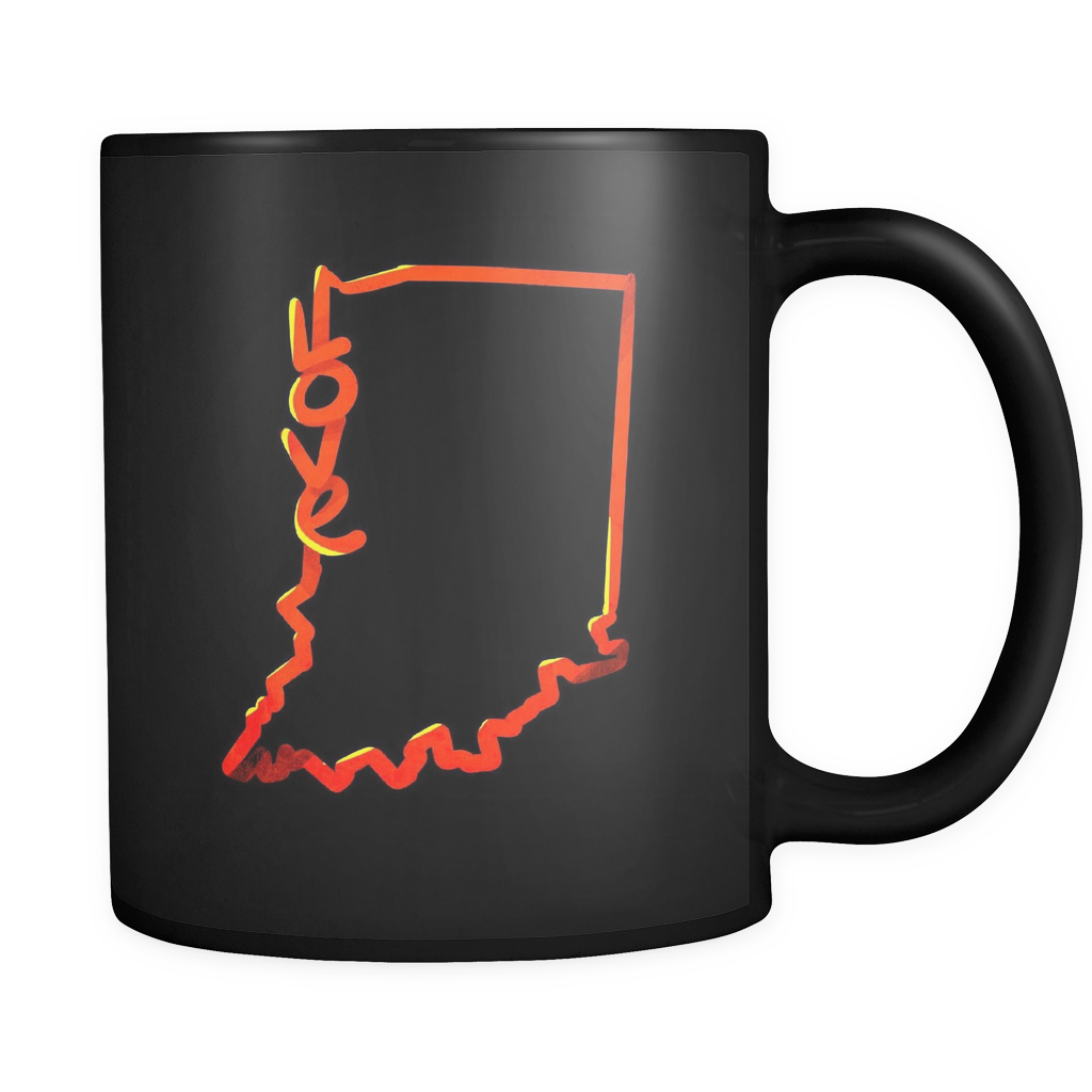 Love Indiana State Flag Map Outline Black 11oz Mug Clipart (1024x1024), Png Download
