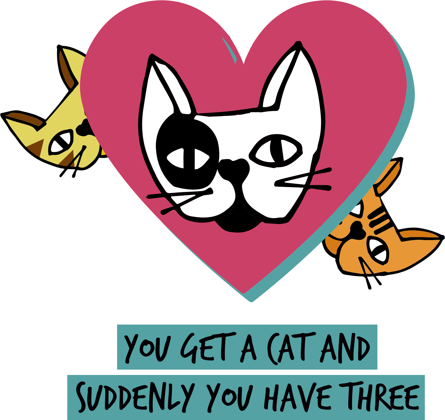 Three Pack Of Cats - Cartoon Clipart (1580x1500), Png Download