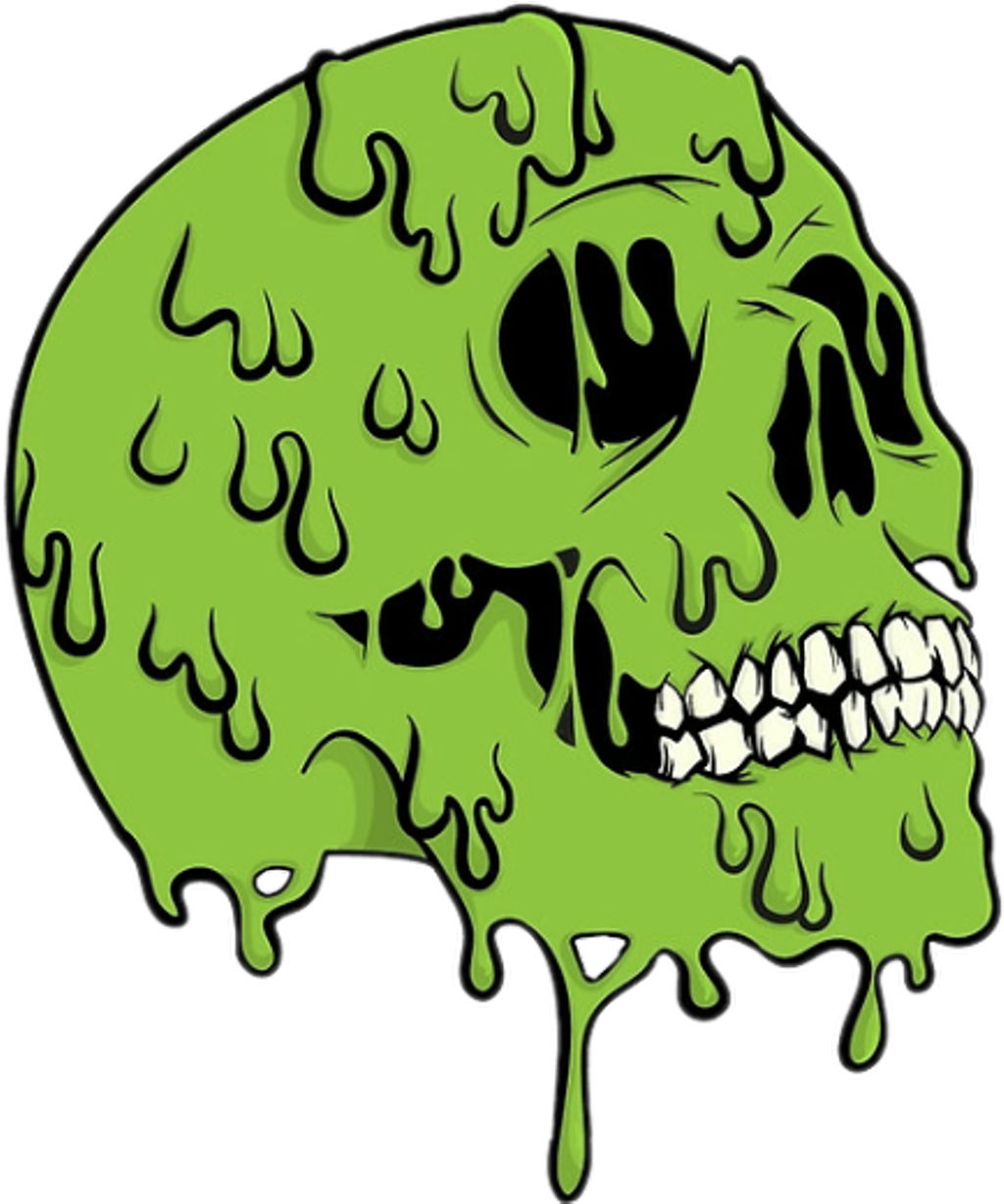 #skull #zombie #toxic #urban #cool #art #green #colors - Slime Skull Clipart (1024x1229), Png Download