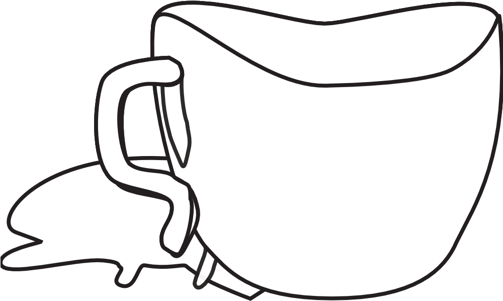 Cup Black White Art Coloring Book Svg Colouringbook Clipart (999x676), Png Download
