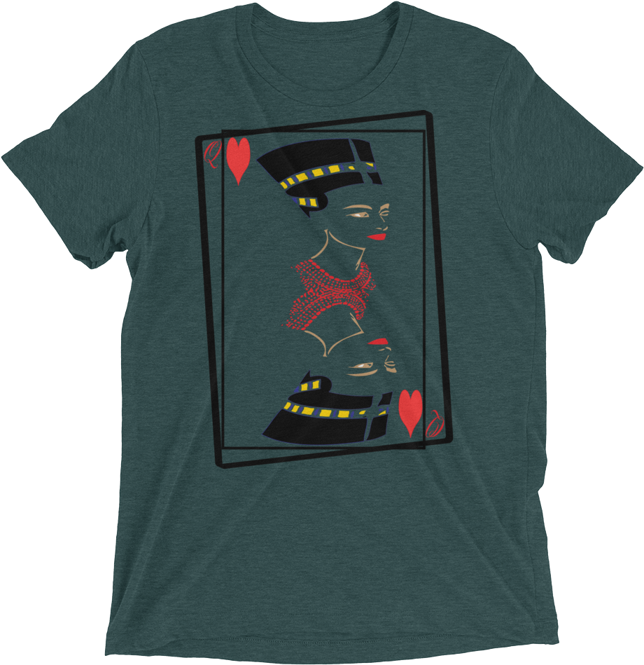 Nefertiti Queen Of Hearts Heather Triblend Short Sleeve - T-shirt Clipart (1000x1000), Png Download