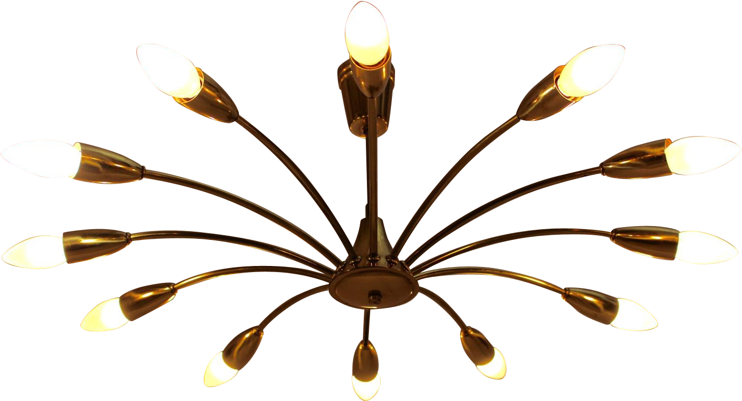 Pair Of Stilnovo Style Twelve-arm Chandeliers Clipart (1449x1449), Png Download