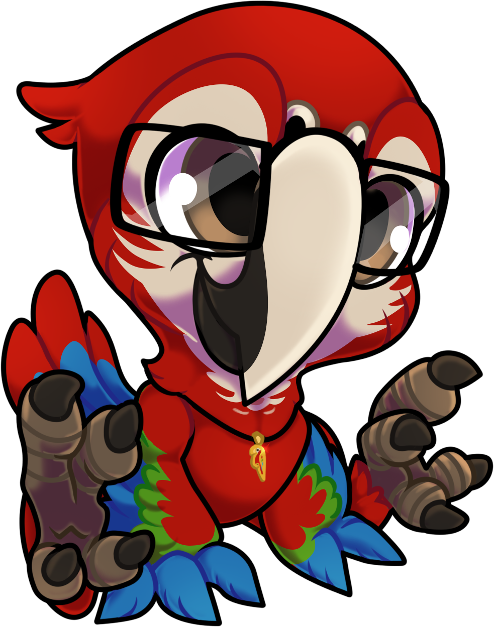 Cute Chibi Joel The Green Winged Macaw - Cartoon Clipart (983x1249), Png Download