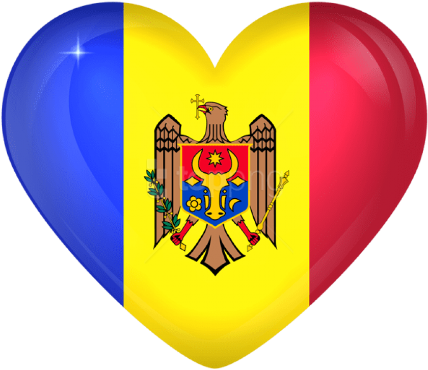 Free Png Download Moldova Large Heart Flag Clipart - Moldova Flag Heart Transparent Png (850x729), Png Download