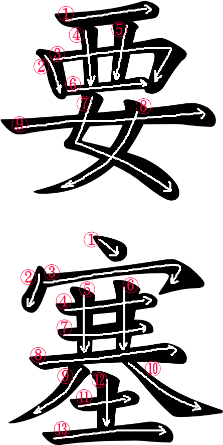 Stroke Order For 要塞 - Graphic Design Clipart (500x966), Png Download