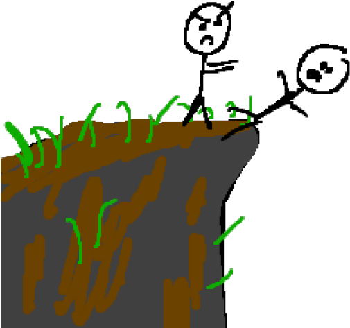 Edge Clipart Pushed - Stick Figure Falling Off Cliff - Png Download (640x480), Png Download