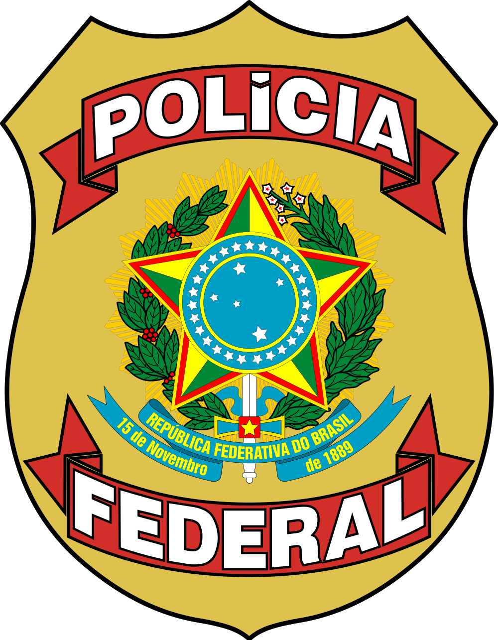 Currentbadge Of The Polícia Federal, Brazil - Brazil Coat Of Arms Clipart (1000x1285), Png Download