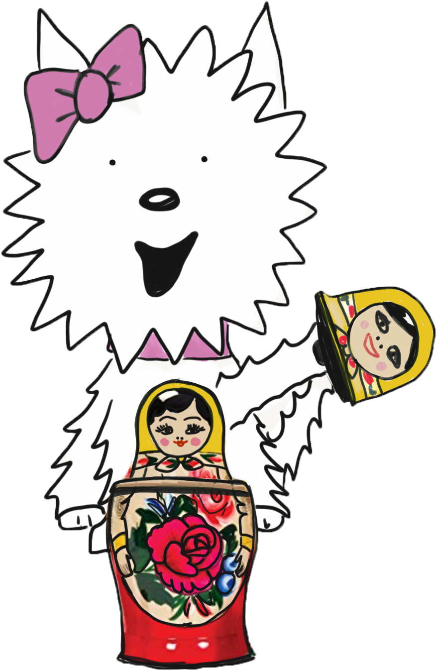 Poppy The Office Dog Opening A Nesting Doll - Cartoon Clipart (1085x1447), Png Download