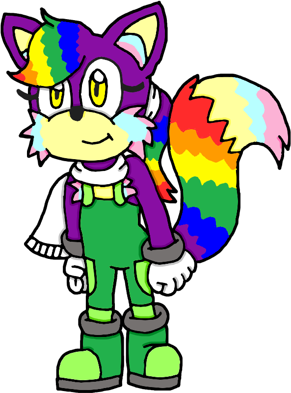 Niji The Rainbow Fox - Cartoon Clipart (640x838), Png Download