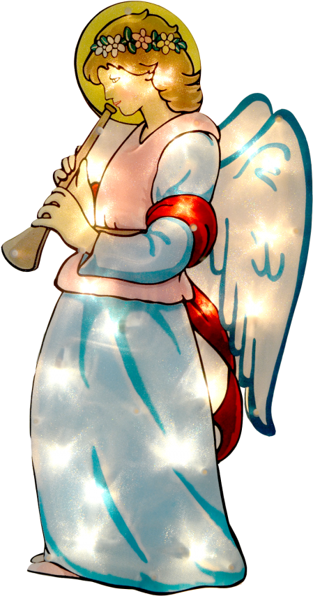 Estructura Lumínica De Ángel Con Trompeta - Angel Clipart (600x909), Png Download