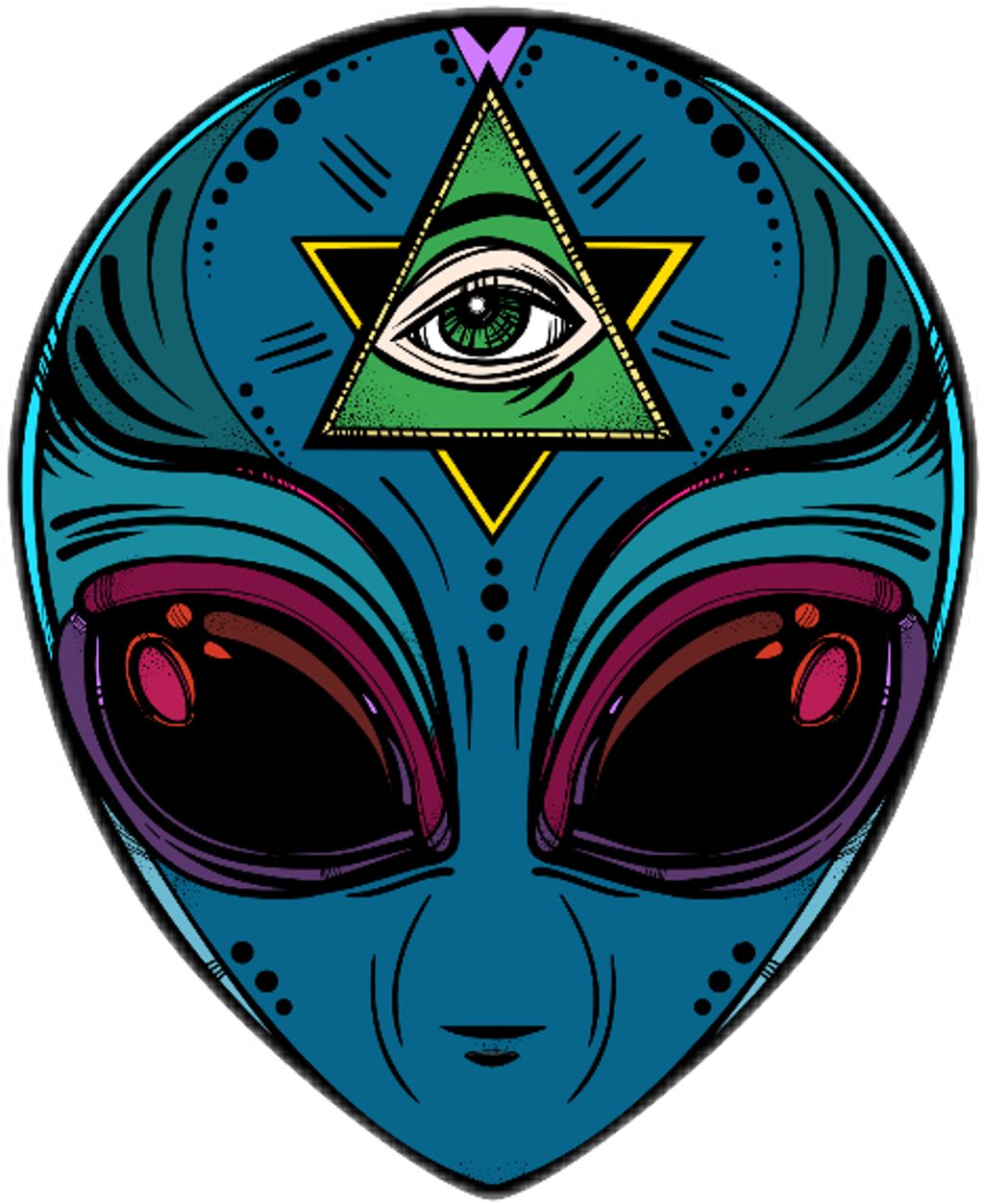 #colorful #colourful #alien #illuminati #cool - Ufo Alien Art Clipart (1024x1253), Png Download